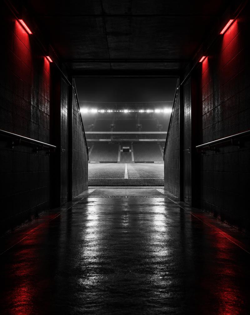 Túnel de acesso a um estádio de futebol
